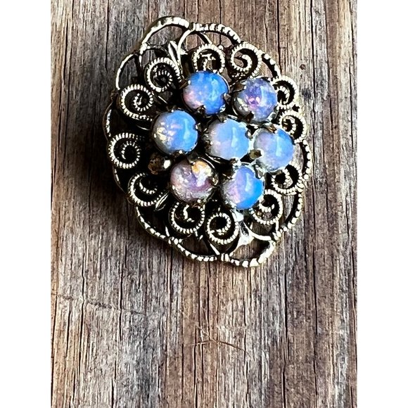 Faux Opal Cabochon pin Brooch Pendant - Picture 4 of 5